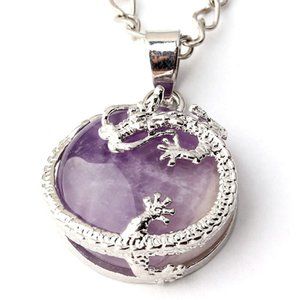 Purple Quartz Crystal Dragon Pendant, NWOT, 3.4cmx2.3cm (1 3/8" x 7/8")